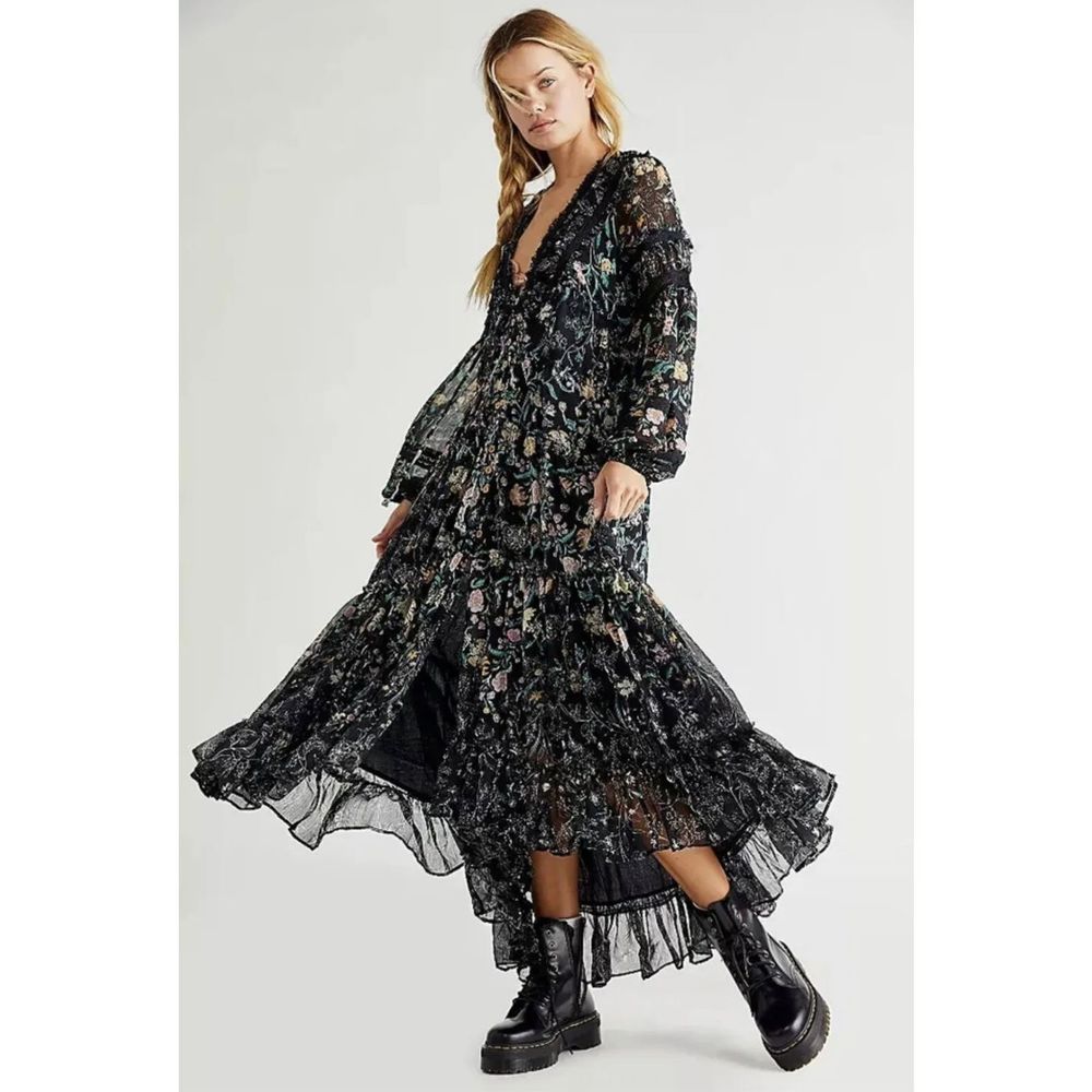 New Free People Cassis Printed Chiffon Dress Size XS